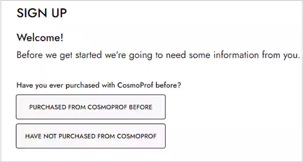 Cosmo Sign up process