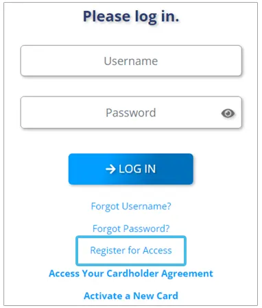 Register for Access link of cerulean card