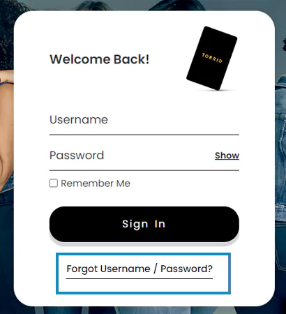 Click the forgotten username password link