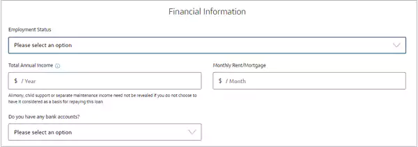 enter your financial information