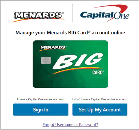 Menards credit card login site1