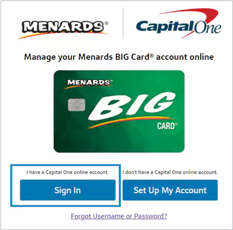 Menards login site