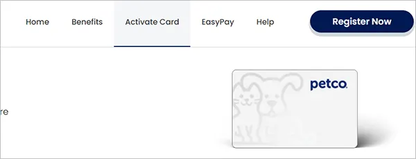 Petco “Activate Card” section
