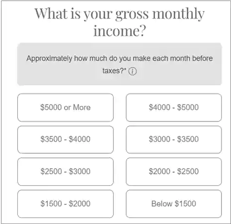 Select your monthly income