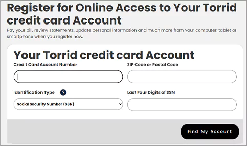 Torrid credit card registration steps 