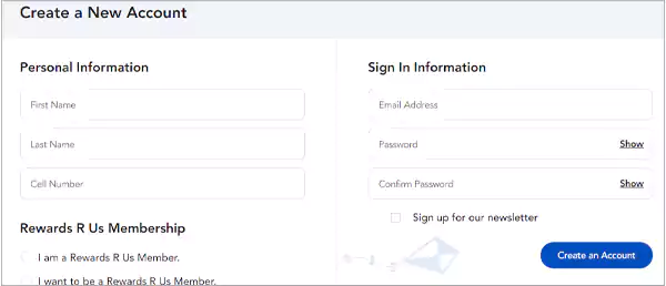 Toys R Us credit card registration steps