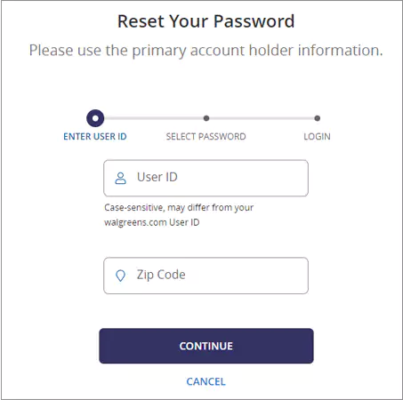 Walgreens reset password page 