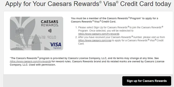 Caesars card application 