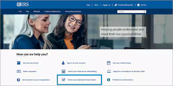 Click on check your amended return status