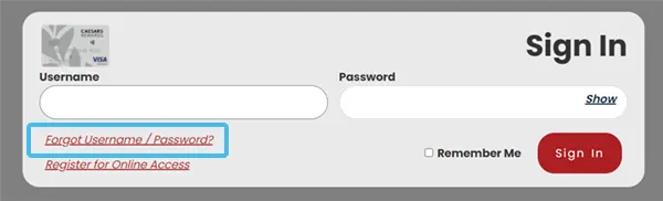  Click on the Forgot username password option