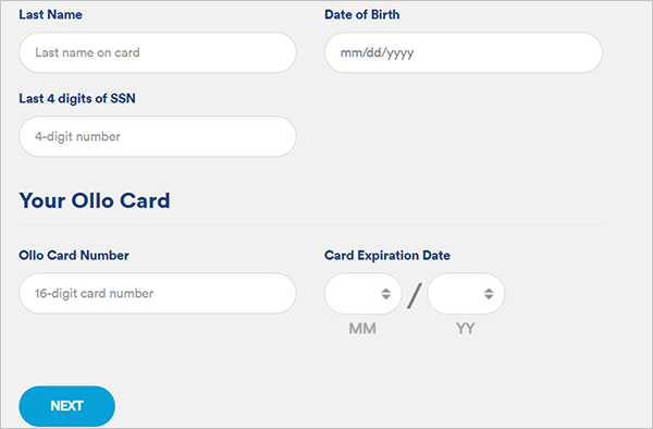 Ollocard registration steps