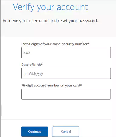 Password recovery page