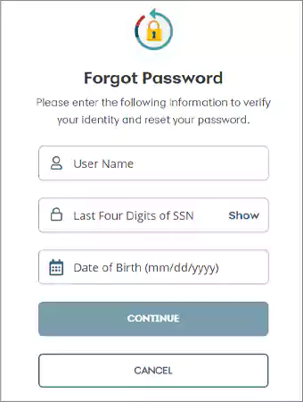 Rooms To Go card password recovery pages