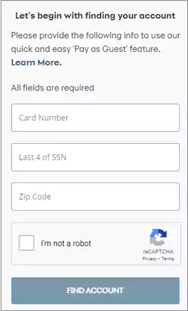 Rooms To Go card payment page