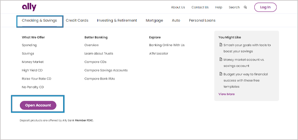 Ally Bank Opening New Account