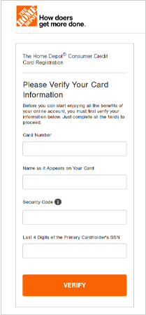 Home Depot verification form